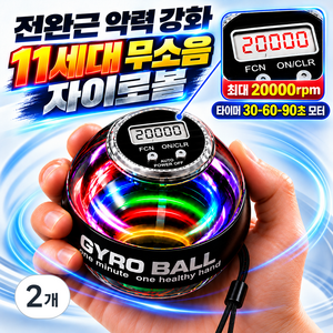 [KC인증] 11세대 스마트 카운팅 자이로볼 20000rpm 전완근 손목 강화 운동기구 LED, 2개, 투명