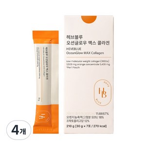 헤브블루 오션 글로우 맥스 초저분자 콜라겐 젤리 스틱 오렌지맛, 4개, 7회분