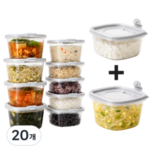 킷테이 국산 증기배출 전자레인지용기 냉동밥 국 소분 반찬통 환경호르몬 불검출 350ml+500ml, 20개, 그레이