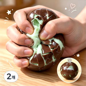 Zeviro 왁뿌볼 왁스 뿌시기 푹신한 스트레스볼, 2개, 73g, 민트 초콜릿