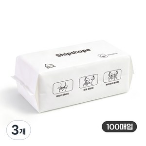 Shipshape 식물섬유면 일회용페이스타올 미용티슈 스타올 수건 화장을 지우다 타월, 3개, 100매입