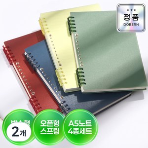 도베른 왼손잡이도 쓰기쉬운 스프링공책 노트 4종세트, 2개, A5 그린,블루,레드,옐로우
