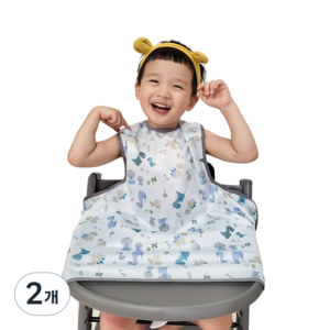 벨베이비 식탁일체형 방수 턱받이 나시 부분커버, (리뉴얼)스카이블루다이노, 2개, 1개입