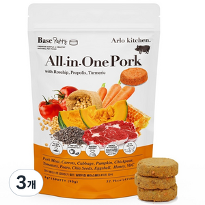 알로키친 강아지 동결건조 자연식 화식 사료 올인원포크 15개입, 75g, 3개