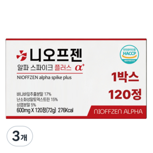 니오프젠 스파이크 알파 프리미엄 플러스 정품, 3개, 120정