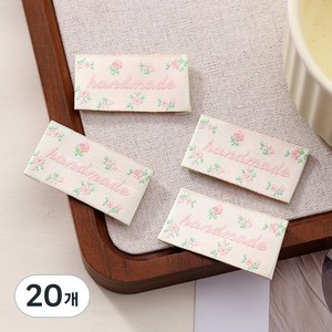 미소데이샵 플라워 핸드메이드 라벨 핸드메이드 소잉 뜨개 부자재, 20개, 핑크