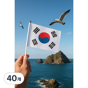 빈지쇼핑 미니 손 태극기, 혼합색상, 40개