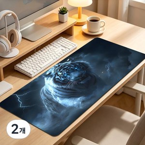 (타이거 그래픽) XXL 대형 마우스패드 900X400X3mm 고해상도 인쇄 미끄럼 방지, 호랑이.2, 2개