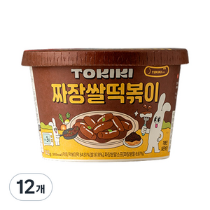 [28년전통특허] 또키키 짜장 컵 떡볶이 즉석 떡볶이 컵떡볶이 쌀떡볶이, 12개, 142g