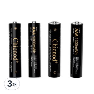 KC인정 AAA 1300mWh 1.5V 충전식 건전지 리모컨 마우스 이어폰 범용 배터리, 3개, 4개입