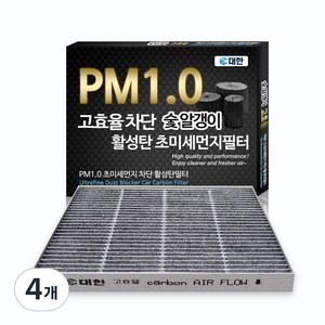 대한카필터 PM1.0 활성탄 초미세먼지 에어컨 필터, KC099, 4개