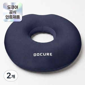 도큐어 메모리폼 기능성 원형 도넛방석, 네이비, 2개
