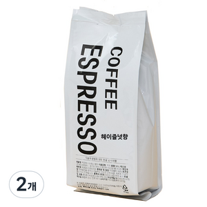 커피 에스프레소 클래식 헤이즐넛향 원두커피, 2개, 500g, 홀빈(분쇄안함)