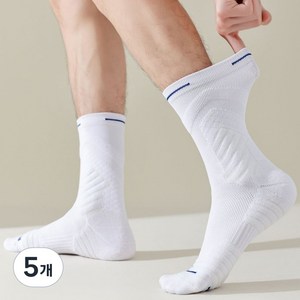 올바인 스포츠양말 러닝 운동 쿠션 남성 기능성 중목, 5개, 퓨어화이트
