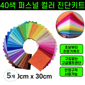 쿨웜핏 3초 자가진단 퍼스널컬러 진단키트, 5개, 40색