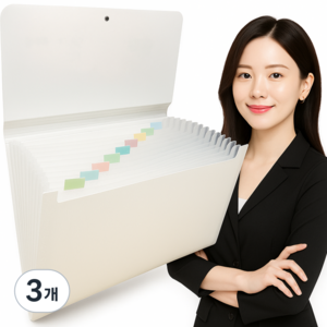 [6만개돌파] 미미누 슬림핏 아코디언 파일 13칸 파일철, 화이트, 3개