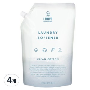 아이보브 고농축 유아 섬유유연제 클린코튼향 리필, 1.2L, 4개