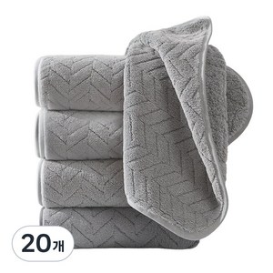 Ahomeone 호텔 수건 코랄플리스 고흡수력 세면타월 먼지없는수건 100g, 라이트 그레이, 20개