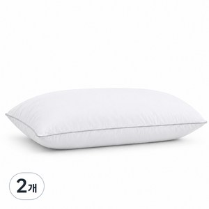 [공식인증] 순면 100% 호텔식 구스다운 베개(거위털베개) 95% 거위솜털 3중 스마트 챔버 구조 목베개(목디스크 베개) OEKO-TEX 인증 / 방수습 / 항균 / 편한베개, 2개, 플레인 화이트 + 실버 파이핑