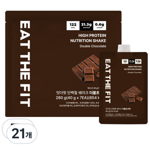 델리스푼 단백질 쉐이크 잇더핏 더블초코맛, 40g, 21개