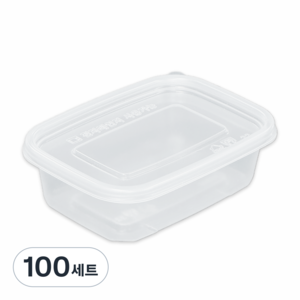 버디팩 PP내열 투명 밀폐 사각 미니 죽용기 300ml, 100세트, 1개
