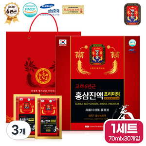 명기삼 고려6년근 홍삼진액 프리미엄 + 쇼핑백, 2.1L, 3개