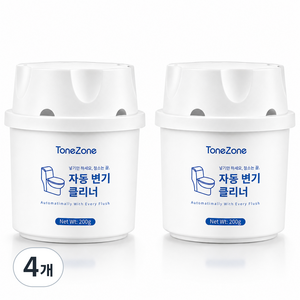 ToneZone 자동 변기 세정제 화장실 변기 탈취제 욕실용 크리너, 200g, 4개