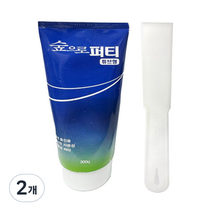 KCC 숲으로퍼티튜브형 300g 신속한 크랙 구멍 메꿈용 수용성 튜브형 퍼티 + 실리콘 밀대 플라스틱, 2개