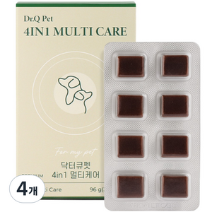 특허 유산균 닥터큐펫 4IN1 멀티케어 강아지유산균 종합영양제 장 면역력 피부 구강, 32정, 장건강/유산균, 4개
