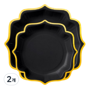Vitemo 일회용 종이접시 22cm 파티접시 블랙골드, 2개, 20개입