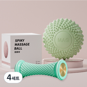 SAMBUEVER 마시지 볼 족저근막염 원형 지압볼 필라테스 요가 기본형 2종 세트, 4세트, 그린2종