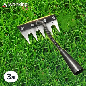 Alwanking 잡초 제거 기구 탈부착 가능 호미 망간강 제초 갈퀴, 5발, 3개