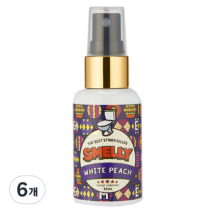 스멜리(SMELLY) 화장실용 탈취제 방향제 토일렛퍼퓸 화이트피치, 55ml, 6개