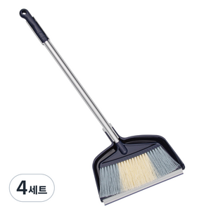 필굿리빙 실외 스탠드 빗자루 쓰레받기 세트, 4세트, 네이비