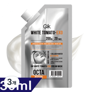 GIK 화이트 토마토 엑소 톤업 광채 수분 진정 슬리핑 크림 바르는 마스크 팩, 3개, 30ml
