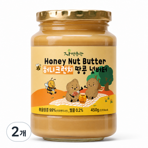 자연습관 허니크런치 땅콩 넛버터, 2개, 450g