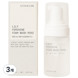 GYNOCURE 지노큐어 백합 여성청결제 미니 휴대용 여행용, 3개, 30ml
