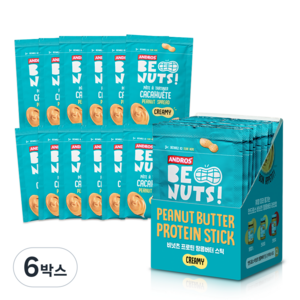 안드로스 비넛츠 땅콩버터 크리미 스틱 사쉐 피넛버터 프랑스땅콩잼 12개입, 6박스, 180g