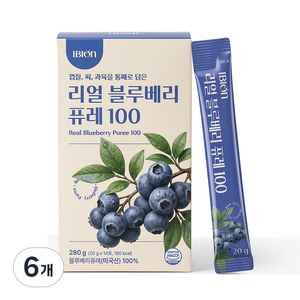 이비온 리얼 블루베리 퓨레 100 미국산 14포, 280g, 6개