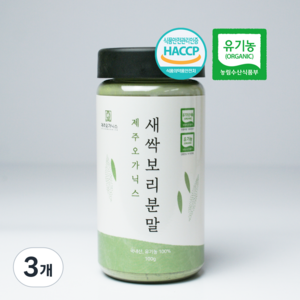 제주 유기농 새싹보리분말 보리순 100%, 100g, 3개