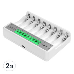 AA/AAA 1.2V 니켈수소 8구 충전기 스마트 LCD 표시 동시충전 Ni-MH 전용충전기, 2개
