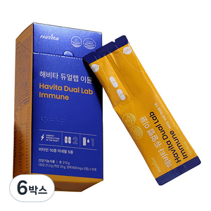 해비타 듀얼랩 이뮨 올인원 종합 비타민 마시는 액상 직장인 여행용 영양제, 6박스, 10회분