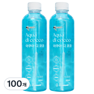 아쿠아디코코 pH 7.5 약 알칼리성 물 미네랄 워터 미세플라스틱 없는 깨끗하고 안전한 프리미엄 최고급 물 (FDA 할랄 인증 칼슘 칼륨 규소 마그네슘 함유), 100개, 500ml