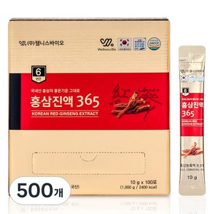 6년근 홍삼진액 365 대용량 스틱 웰니스바이오, 10g, 500개
