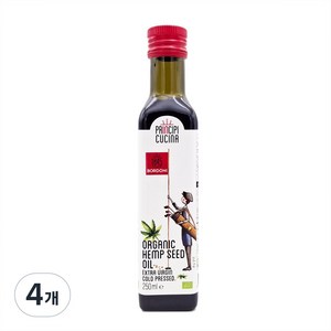 프린치피1845 이탈리아산 유기농 대마종자유 엑스트라버진 냉압착 햄프씨드유, 4개, 250ml