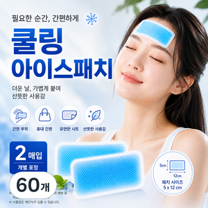 루루앤제니 KC인증 쿨링 아이스패치 쿨패치 하이드로겔 냉감패치 가족용 노인용, 60개