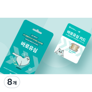 KT 바로유심 알뜰폰 유심칩 USIM (묶음), 8개