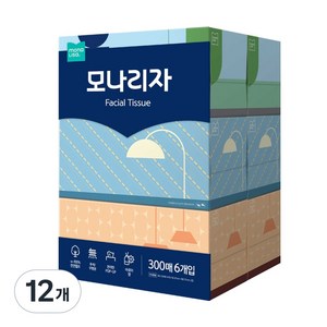모나리자 천연펄프 미용티슈 2겹, 300개입, 12개