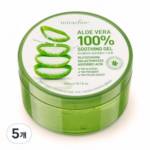 미라클레어 알로에베라 순도100% 무알콜 수딩젤 수분가득, 5개, 300ml