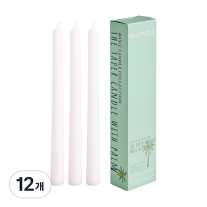 엘캔들 식물성 팜 테이퍼 캔들 화이트 24cm, 12개, 54g, 무향